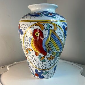 Chinese Vase WBI Bird of Paradise Motif Hand-Painted Tall Vase